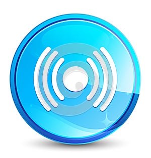 Network signal icon splash natural blue round button