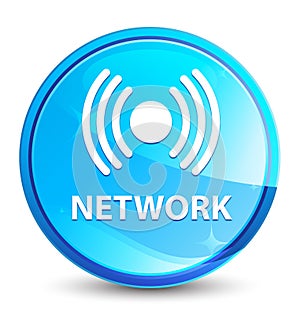 Network (signal icon) splash natural blue round button