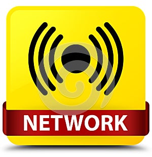 Network (signal icon) yellow square button red ribbon in middle