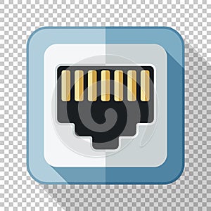 Network socket icon in flat style with on transparent background