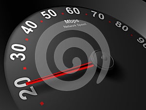 Network speedometer abstract image of Mbps