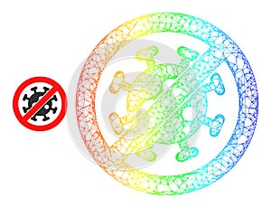 Network Stop Virus Mesh Icon with Spectrum Gradient