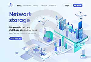 Network storage isometric landing page.