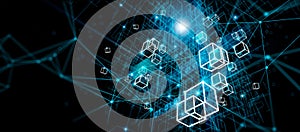 Network structure, Blockchain, Mainframe and big data structure, Internet connection global networking high digital technology.
