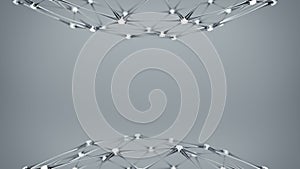 Network structure with glowing nodes 3D render