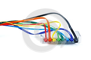 Network switch and colored UTP ethernet cables