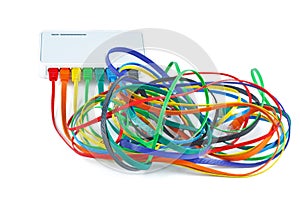 Network switch and colored UTP ethernet cables