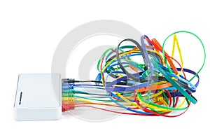 Network switch and colored UTP ethernet cables