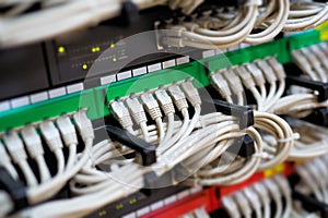 Network switch and ethernet cables connected