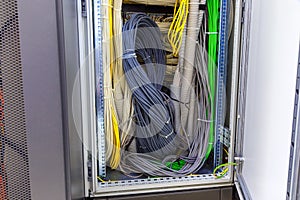 Network switch and ethernet cables,Data Center Concept.