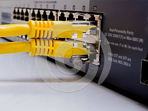 Network switch and ethernet cables,Data Center Concept To communicatation,Information technology