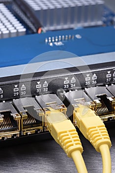 Network switch with gbic and ethernet cable