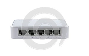 Network switch Hub 5 port . isolated on the white background