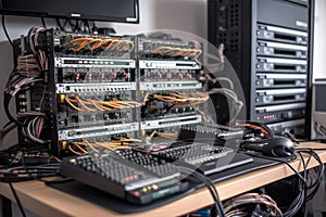 Network Switch with Multiple Ethernet Cables in Server Room