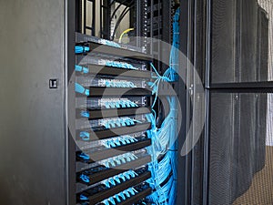 Network switch in rack cabinet