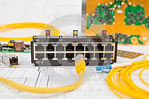 Network switch, UTP ethernet and optical cable and other electronic components