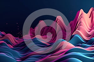 Network technology background futuristic tech blue and pink wave background. Low poly 3d wire made with generative AI