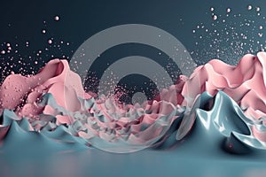 Network technology background futuristic tech blue and pink wave background. Low poly 3d wire made with generative AI