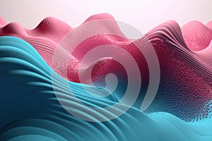 Network technology background futuristic tech blue and pink wave background. Low poly 3d wire made with generative AI