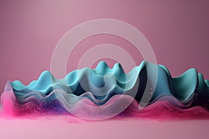 Network technology background futuristic tech blue and pink wave background. Low poly 3d wire made with generative AI