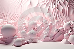 Network technology background futuristic tech pink and white wave background. Low poly 3d wire made with generative AI