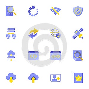 Network technology flat icons set