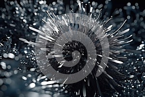 Network technology futuristic abstract tech silver flower background. Low poly 3d wire made with generative AI