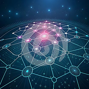 Network Technology Node Connection Digital System Abstract Background Futuristic Communication Structure Pattern Backdrop