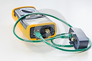 Network tester with green RJ45 cable 5e connected