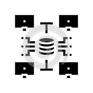 network topology analyst glyph icon vector illustration