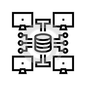 network topology analyst line icon vector illustration