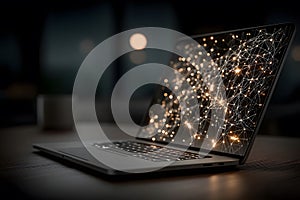 Network Visualization on Laptop Screen for Technology and Innovation Concepts Generative AI