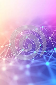 A network is visually represented through an abstract graphic of interconnected colorful nodes and lines