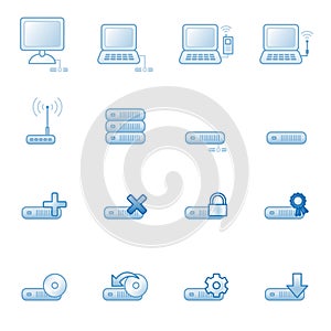 Network web icons, blue series