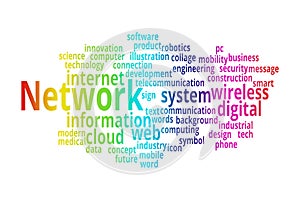 NETWORK word cloud collage.