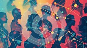 Networked Artificial Intelligence Concept Illustration