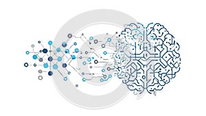 Networked Brain, Cognitive Computing and AI, vector design Generative AI