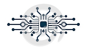 Networked Circuit Board: Interconnected Tech System, vector design Generative AI