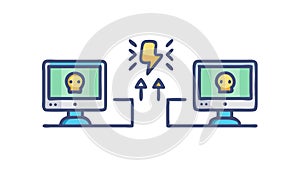 Networked Computers Icon: Digital Communication IT Vector Design Generative AI