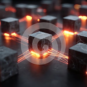 Networked Cubes Abstract Digital Connection Concept
