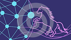 Networked Horse Outline, Abstract Animal Connectivity, vector design Generative AI photo
