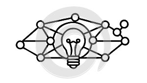 Networked Ideas Icon: Collaborative Innovation Connected Thinking, vector design Generative AI