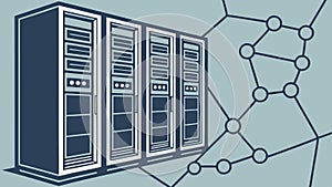 Networked Server Racks in a Data Center Vector Illustration vector design Generative AI