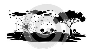 Networked Tree Digital Connection Vector Illustration, vector design Generative AI