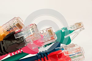 Networking cables close up