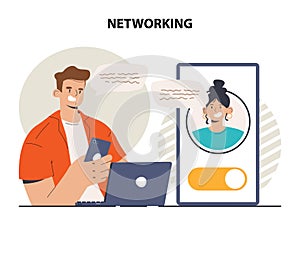 Networking. Characters collaboration, establishment of partnership or friendship