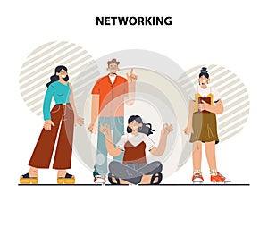 Networking. Characters collaboration, establishment of partnership or friendship