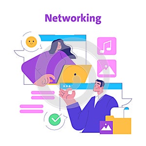 Networking and Communication Vector Illustration