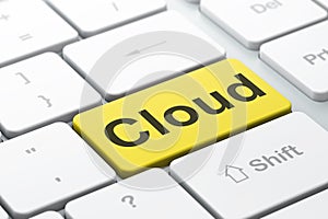 Networking concept: Cloud on computer keyboard background