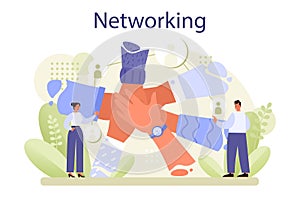 Networking concept. Employees collaboration, establishment of partnerships photo
